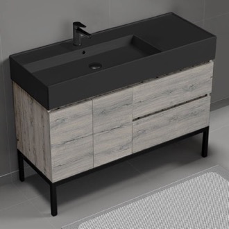Bathroom Vanity Modern Bathroom Vanity With Black Sink, Floor Standing, 48